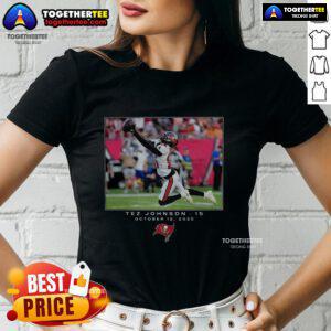 Hot Tez Johnson Tampa Bay Buccaneers NFL Week 6 2025 ladies tee showcasing team colors and stylish design.