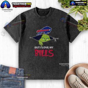 Nice Grinch zipper shirt featuring 'I Hate People But I Love My Buffalo Bills' for a fun Christmas football look.