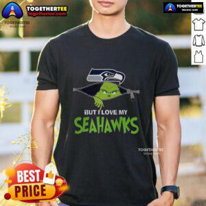 Nice Grinch Zipper I Hate People But I Love My Seattle Seahawks Football Christmas T-Shirt design featuring Grinch and Seahawks logo.