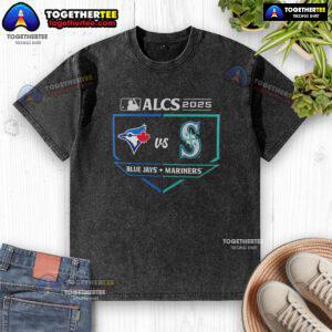 Toronto Blue Jays vs Seattle Mariners 2025 ALCS batters box matchup on a washed t-shirt design.