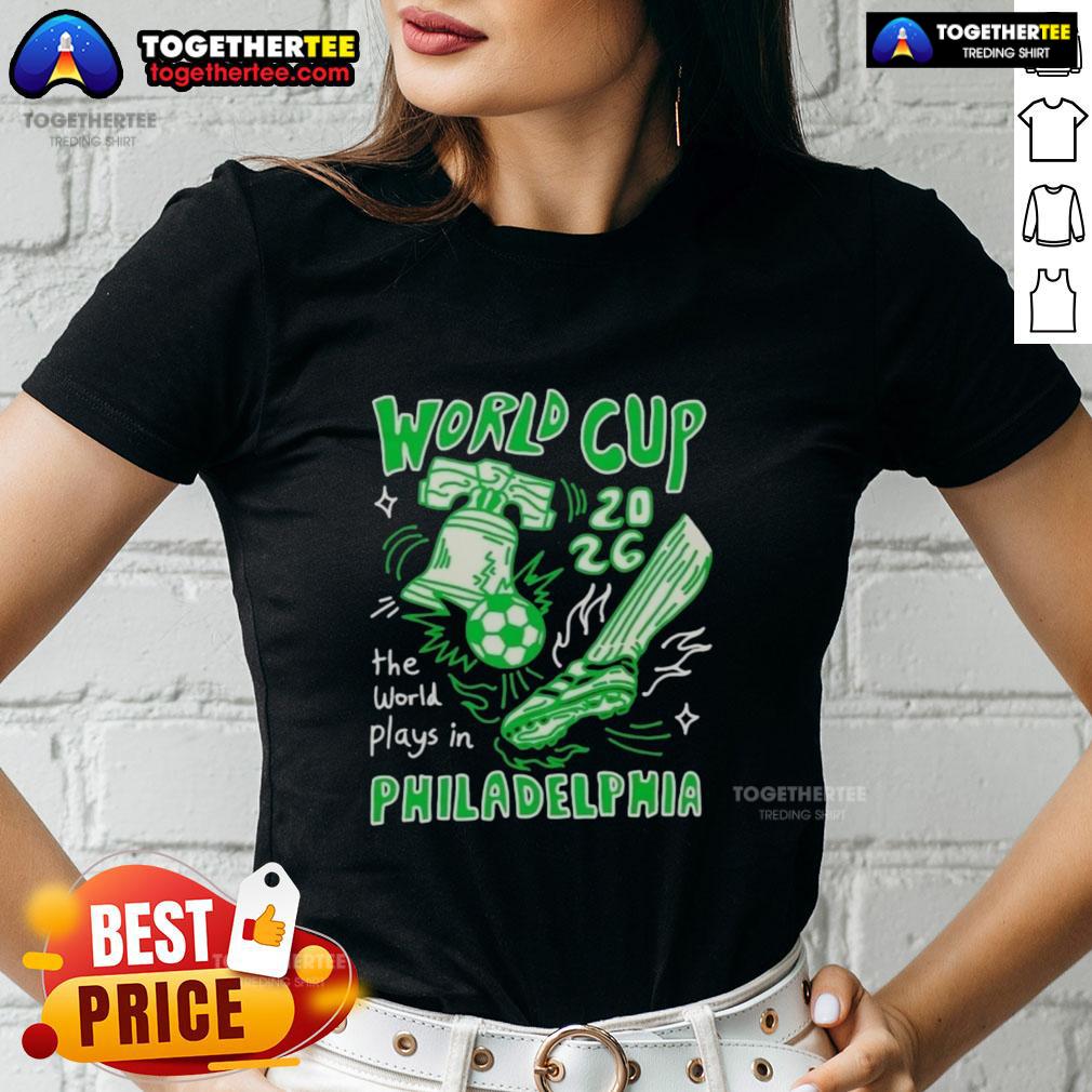 Nice World Cup 2026 Philadelphia ladies tee showcasing vibrant graphics celebrating the tournament and local pride.