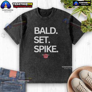 Official Bald Set Spike Volleyball State Washed T-Shirt in vibrant colors, perfect for volleyball enthusiasts and fans.