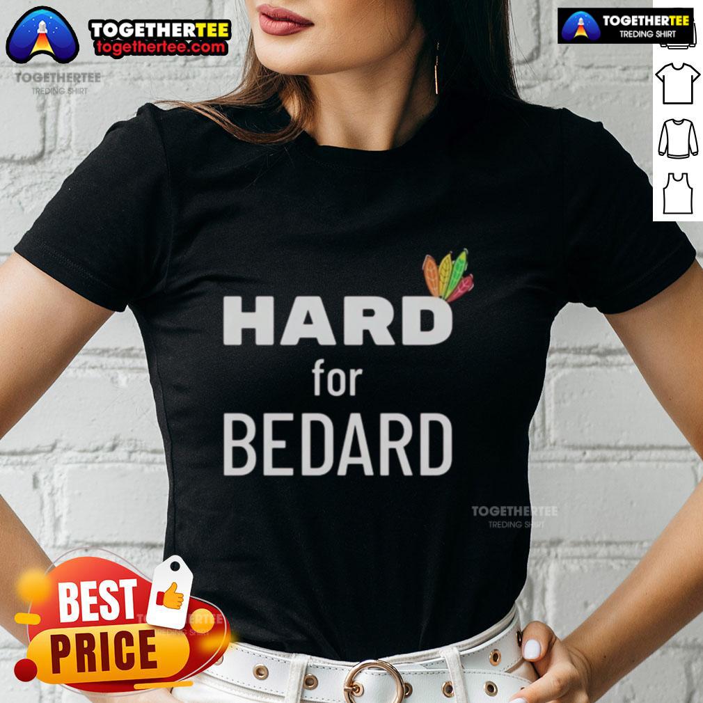Official Chicago Blackhawks Hockey Hard for Bedard Ladies Tee showcasing team logo and stylish design for fans.
