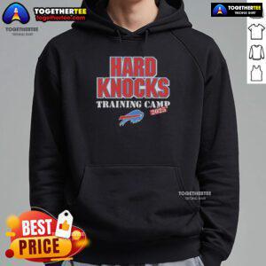 Alt Text: 2025 Official Hard Knocks Training Camp Buffalo Bills Hoodie featuring team logo and stylish design for fans.