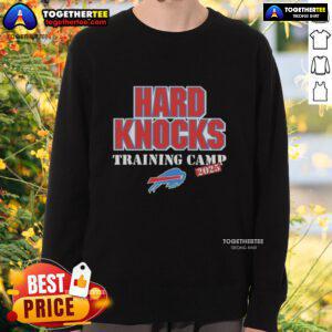Buffalo Bills 2025 sweatshirt featured in Official Hard Knocks Training Camp design, showcasing team spirit and style.