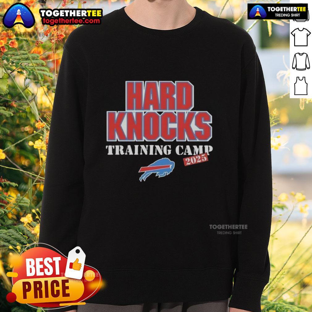 Buffalo Bills 2025 sweatshirt featured in Official Hard Knocks Training Camp design, showcasing team spirit and style.