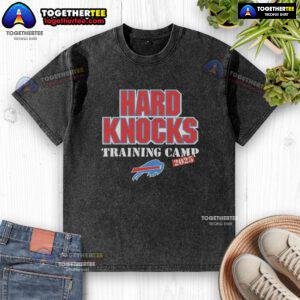 Official Hard Knocks Training Camp Buffalo Bills 2025 washed t-shirt with team logo and vintage design.