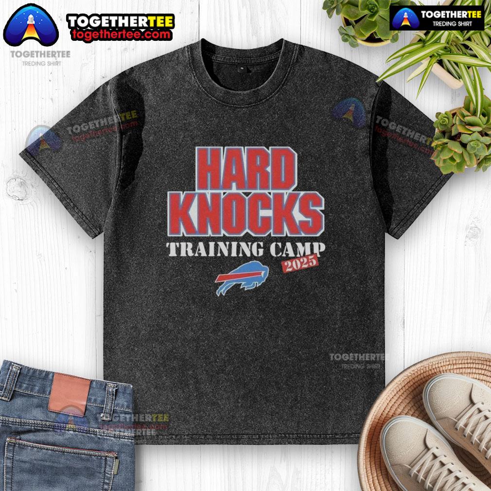 Official Hard Knocks Training Camp Buffalo Bills 2025 washed t-shirt with team logo and vintage design.