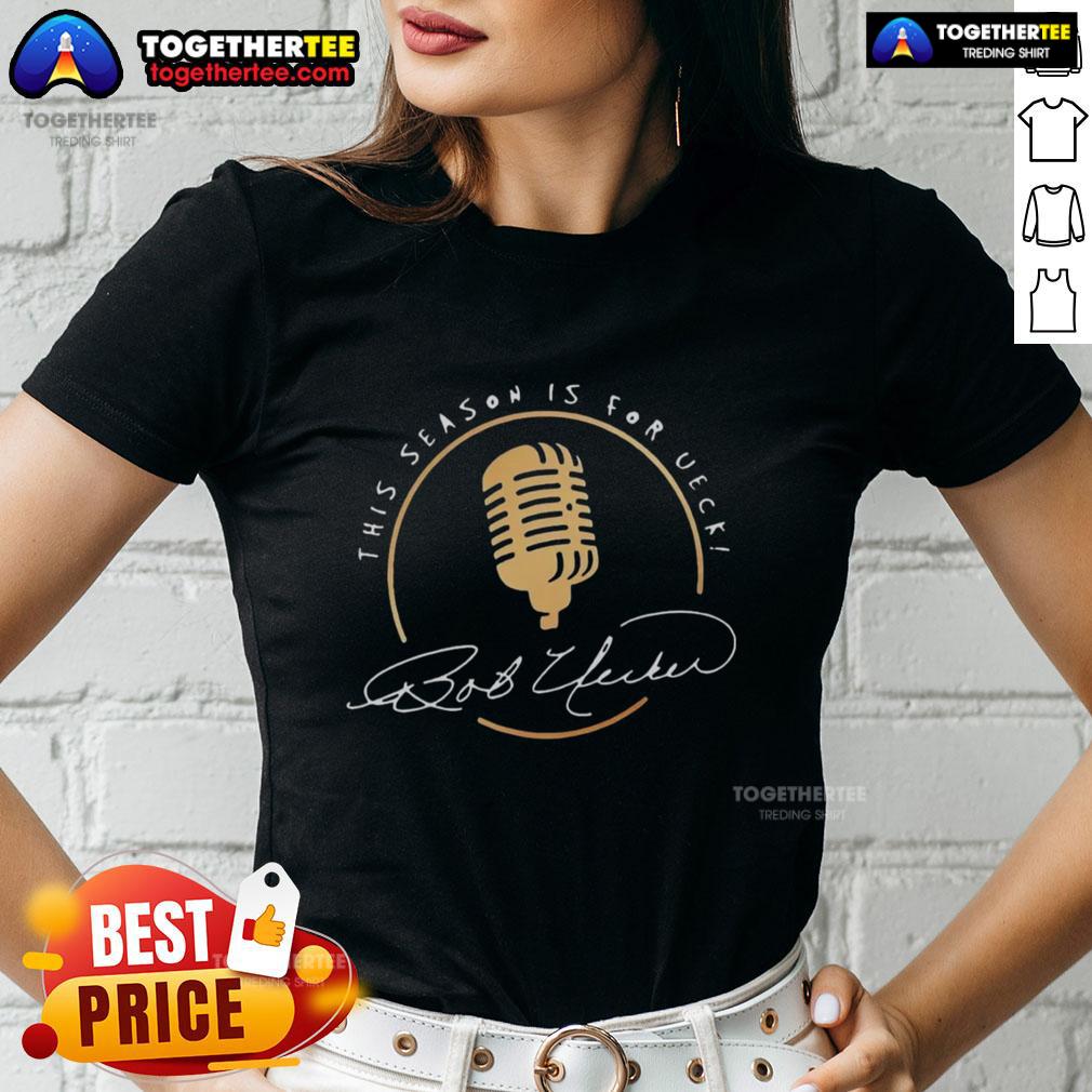 Official Milwaukee Brewers 2025 NLCS 'This Season Is For Ueck' ladies tee featuring team colors and logo.