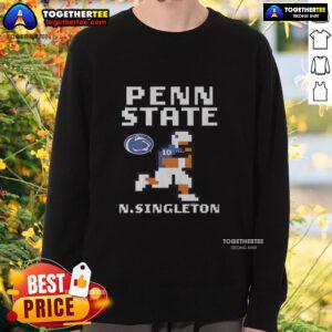 Alt Text: Official Penn State Nittany Lions Nicholas Singleton football sweatshirt featuring team colors and logo.