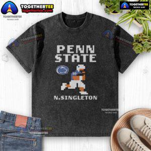 Alt Text: Official Penn State Nittany Lions Nicholas Singleton Football Washed T-Shirt displayed on a neutral background.