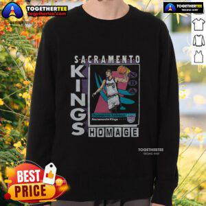 Official Sacramento Kings trading card sweatshirt featuring Domantas Sabonis in vibrant team colors and design.
