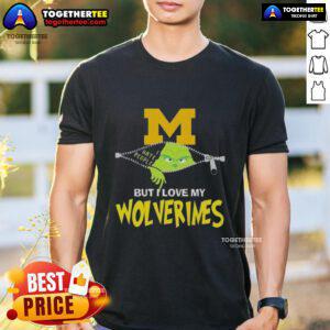 Original Grinch Christmas T-Shirt featuring Michigan Wolverines design, perfect for festive fans and holiday cheer.