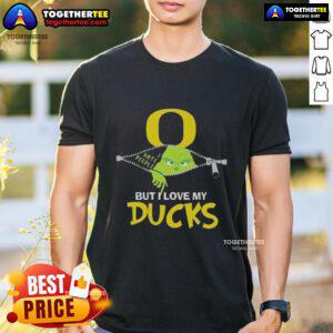 Original Grinch Christmas T-Shirt featuring Oregon Ducks design, perfect for festive fans celebrating the holidays.