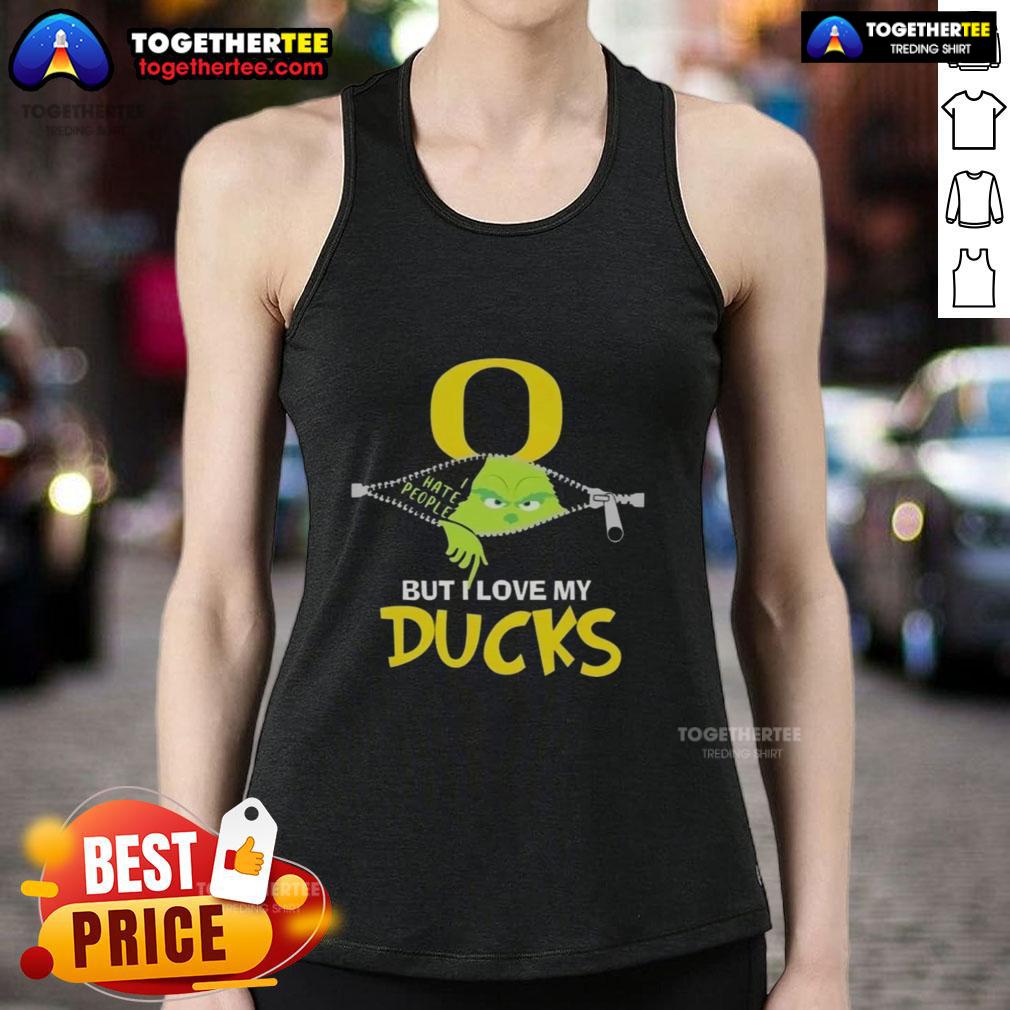 Original Grinch Christmas tank top featuring Oregon Ducks design, perfect for holiday cheer and team spirit.