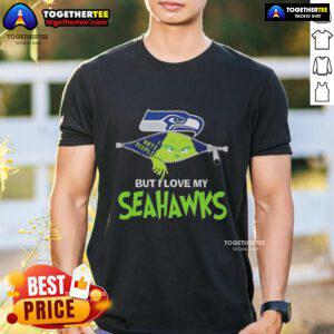 Original Grinch Christmas T-Shirt featuring Seahawks logo, perfect for festive fans celebrating the Seattle Seahawks.