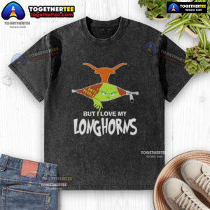 Alt Text: Original Grinch Christmas t-shirt featuring Texas Longhorns design, perfect for holiday cheer and team spirit.