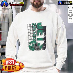 Original New York Jets NFL 2025 yardage helmet vintage sweatshirt featuring classic team colors and design.