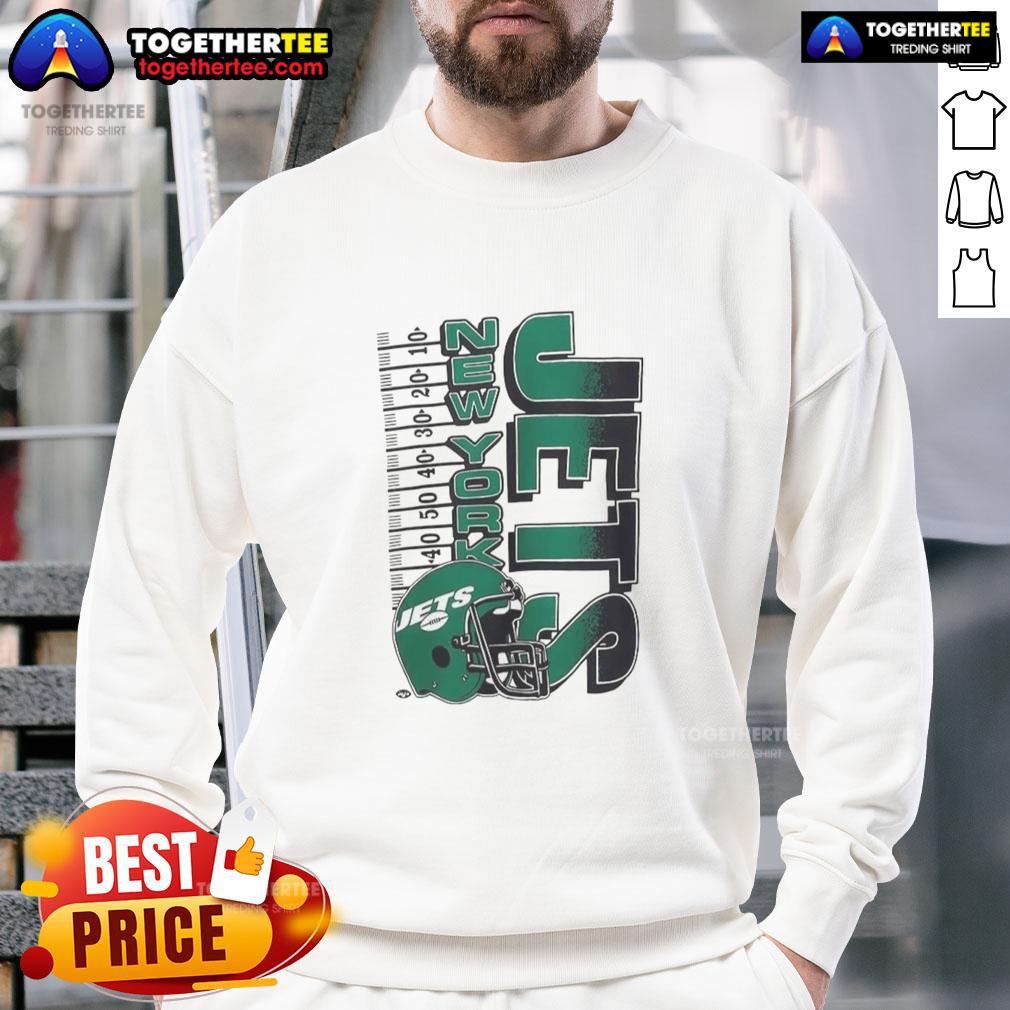Original New York Jets NFL 2025 yardage helmet vintage sweatshirt featuring classic team colors and design.