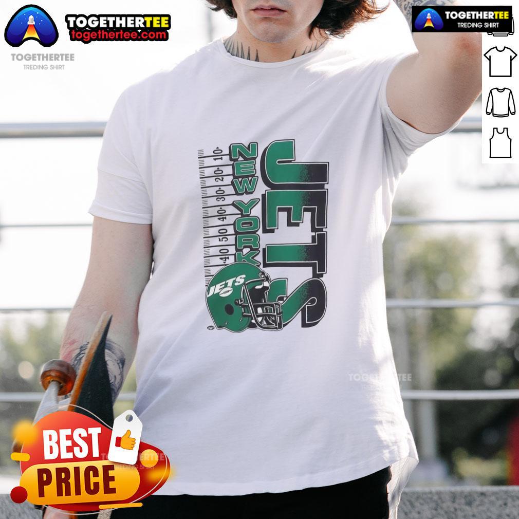 Original New York Jets NFL 2025 yardage helmet vintage T-shirt featuring classic team colors and logo, perfect for fans.