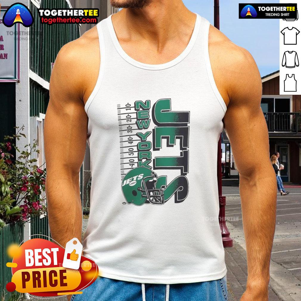 Original New York Jets NFL 2025 Yardage Helmet Vintage Tank Top featuring classic team colors and logo design.