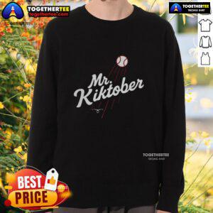 Alt Text: Premium Mr. Kiktober Los Angeles Dodgers baseball sweatshirt featuring a stylish design for the clutch season.