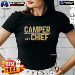 Pretty Camper in Chief Ladies Tee featuring a stylish graphic design, perfect for outdoor enthusiasts and casual wear.