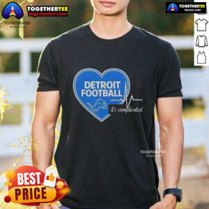 Alt Text: Pretty Detroit Lions Football Heartbeat T-Shirt design featuring a heart and heartbeat line, perfect for fans.