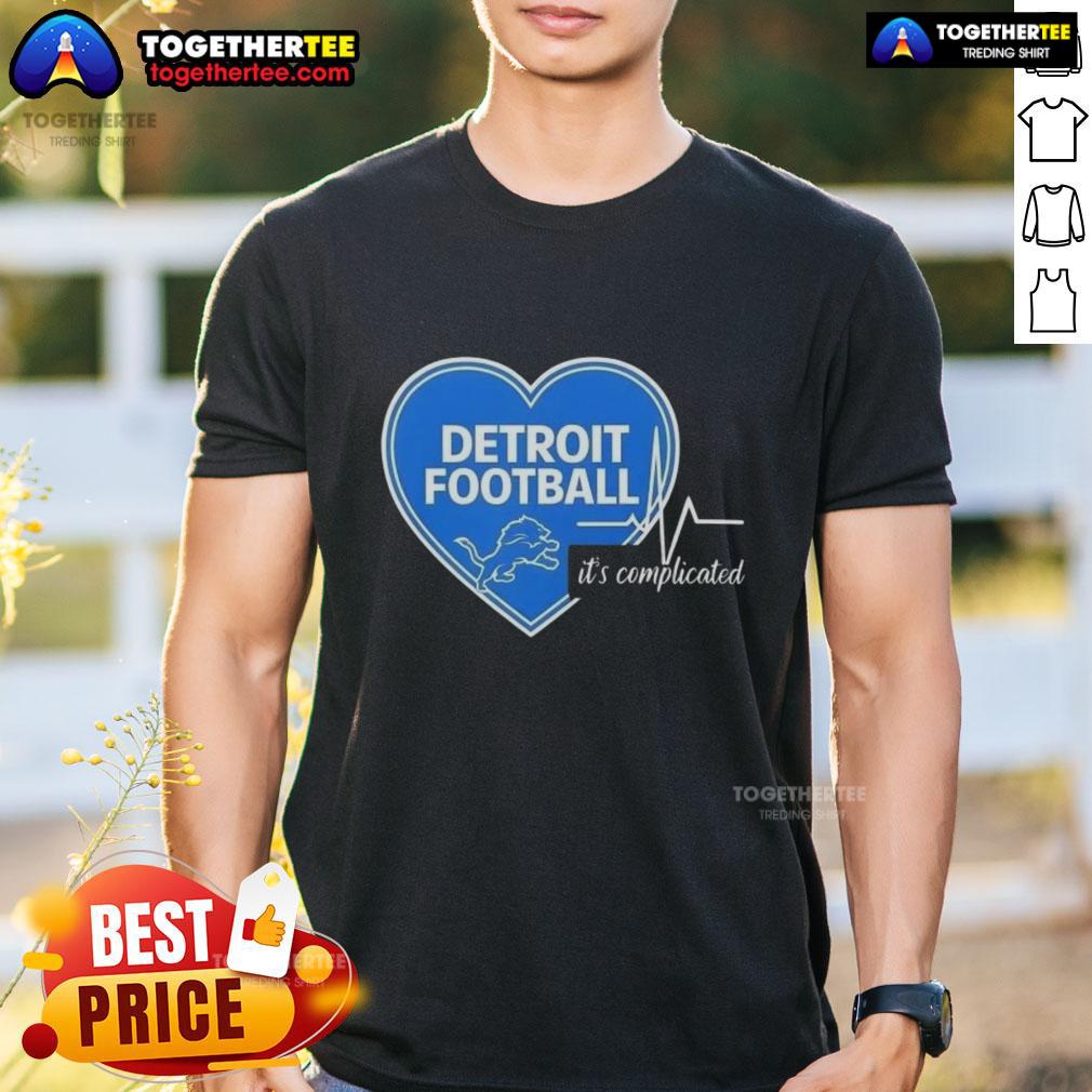 Alt Text: Pretty Detroit Lions Football Heartbeat T-Shirt design featuring a heart and heartbeat line, perfect for fans.