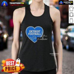 Alt Text: Pretty Detroit Lions Football Heartbeat It's Complicated tank top showcasing team spirit and stylish design.
