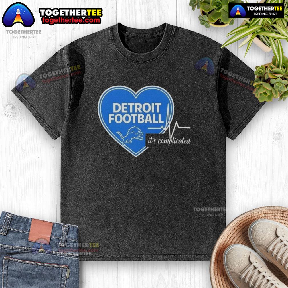 Pretty Detroit Lions Football Heartbeat It's Complicated washed t-shirt featuring a stylish graphic design.