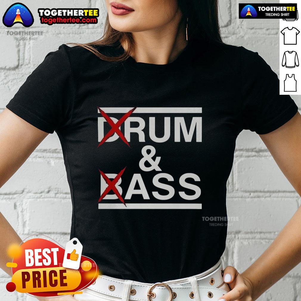 Stylish 'Pretty Drum and Bass Rum Ass' ladies tee featuring vibrant design and comfortable fit for music lovers.