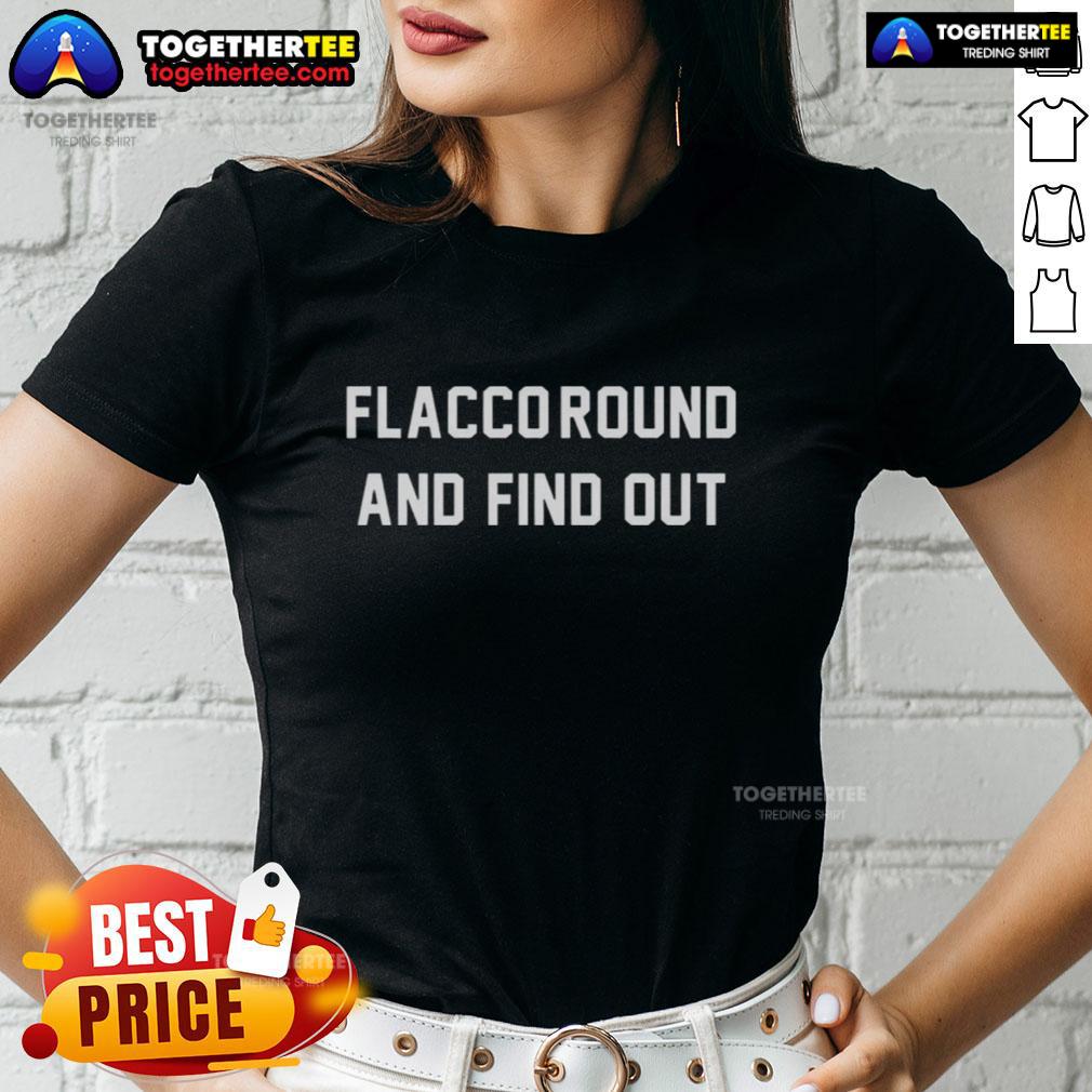 Alt Text: Stylish Cincinnati Bengals ladies tee featuring Joe Flacco design - Perfect for fans of Pretty Flacco Round and Find Out.