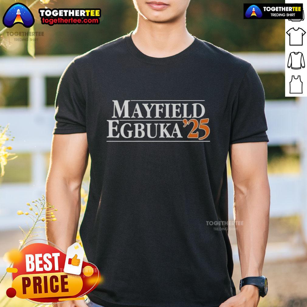 Pretty Tampa Bay Buccaneers Football Mayfield-Egbuka '25 T-Shirt featuring vibrant team colors and stylish design.