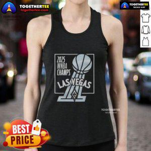 Top 2025 WNBA Champs Las Vegas Aces trophy tank top featuring team logo and vibrant design for fans.