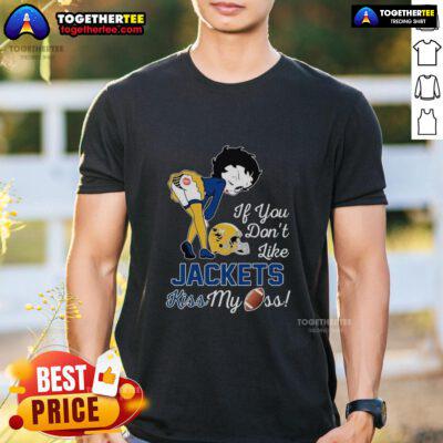 Top Betty Boop graphic on 'If You Don't Like Georgia Tech Yellow Jackets Kiss My Ass' T-Shirt, perfect for fans.