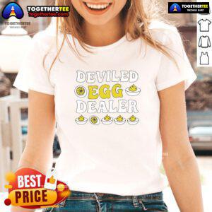 Top Deviled Egg Dealer Thanksgiving Ladies Tee featuring a fun design perfect for holiday gatherings and egg lovers.