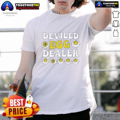 Top Deviled Egg Dealer Thanksgiving T-Shirt featuring a fun graphic and festive colors for holiday celebrations.