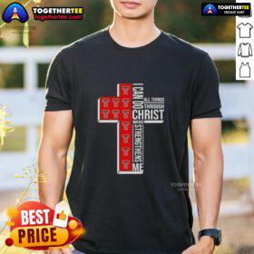 Texas Tech Red Raiders football T-shirt featuring 'I Can Do All Things Through Christ Who Strengthens Me' design.