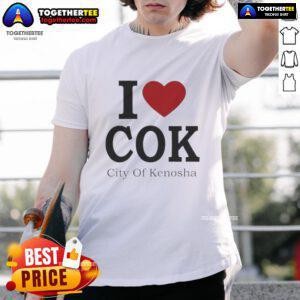Alt Text: Top I Love Cok City of Kenosha T-Shirt design featuring a vibrant graphic and stylish typography.