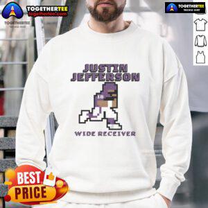 Top Justin Jefferson Minnesota Vikings wide receiver pixel sweatshirt in bold colors, perfect for fans and athletes.