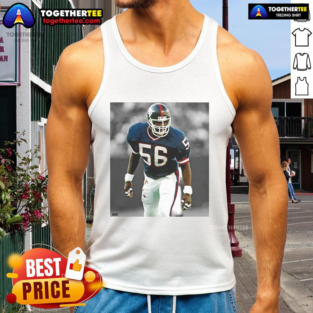 Top Lawrence Taylor New York Giants football tank top featuring vibrant team colors and iconic player graphics.