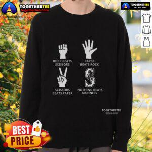 Seattle Mariners sweatshirt featuring 'Top Rock Beats Scissors' design, perfect for fans and comfortable wear.