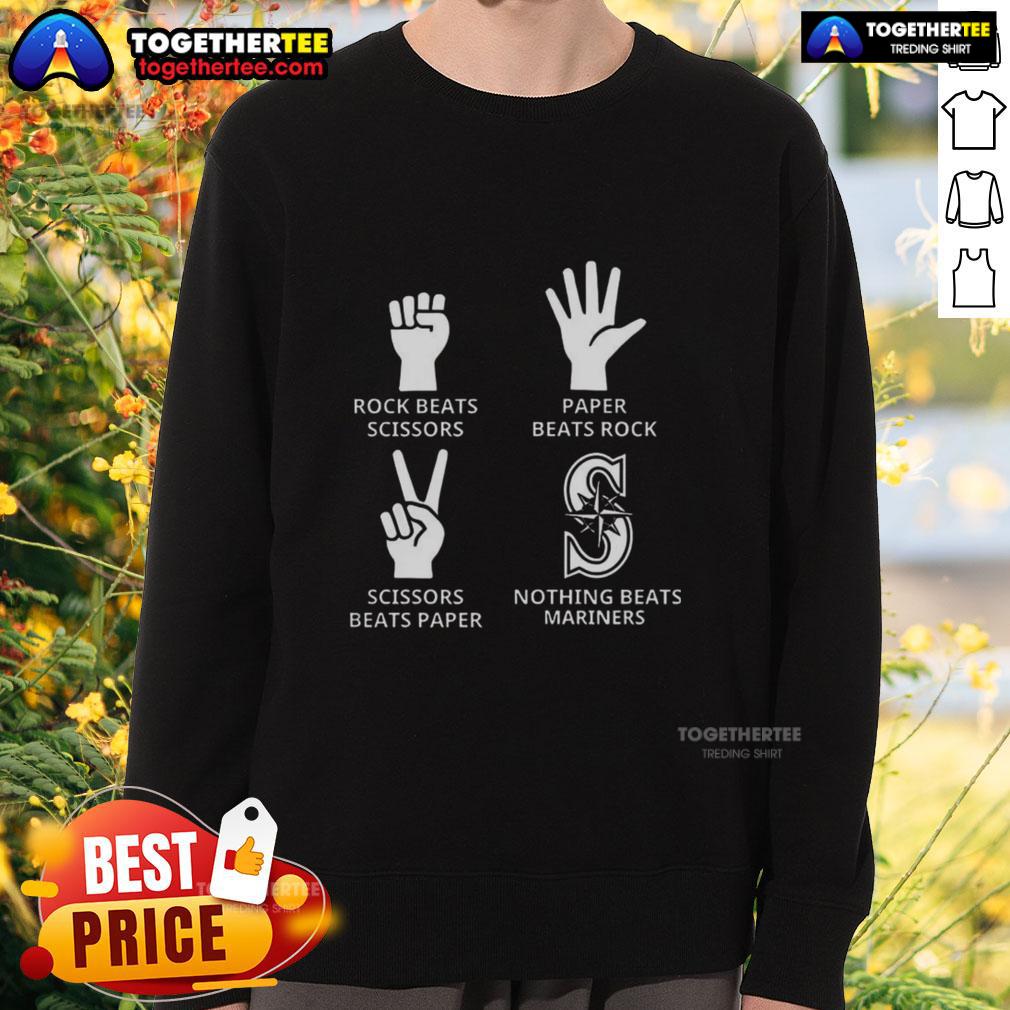 Seattle Mariners sweatshirt featuring 'Top Rock Beats Scissors' design, perfect for fans and comfortable wear.