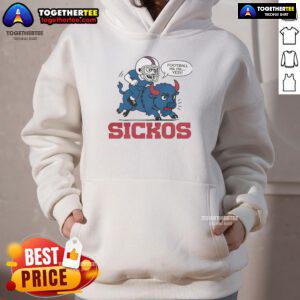 Alt Text: Cartoon hoodie featuring Buffalo Bills NFL design, perfect for dedicated Sickos fans who love football.