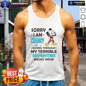 Good Mickey tank top featuring a cranky design, perfect for embracing your terrible seventies vibe with style.