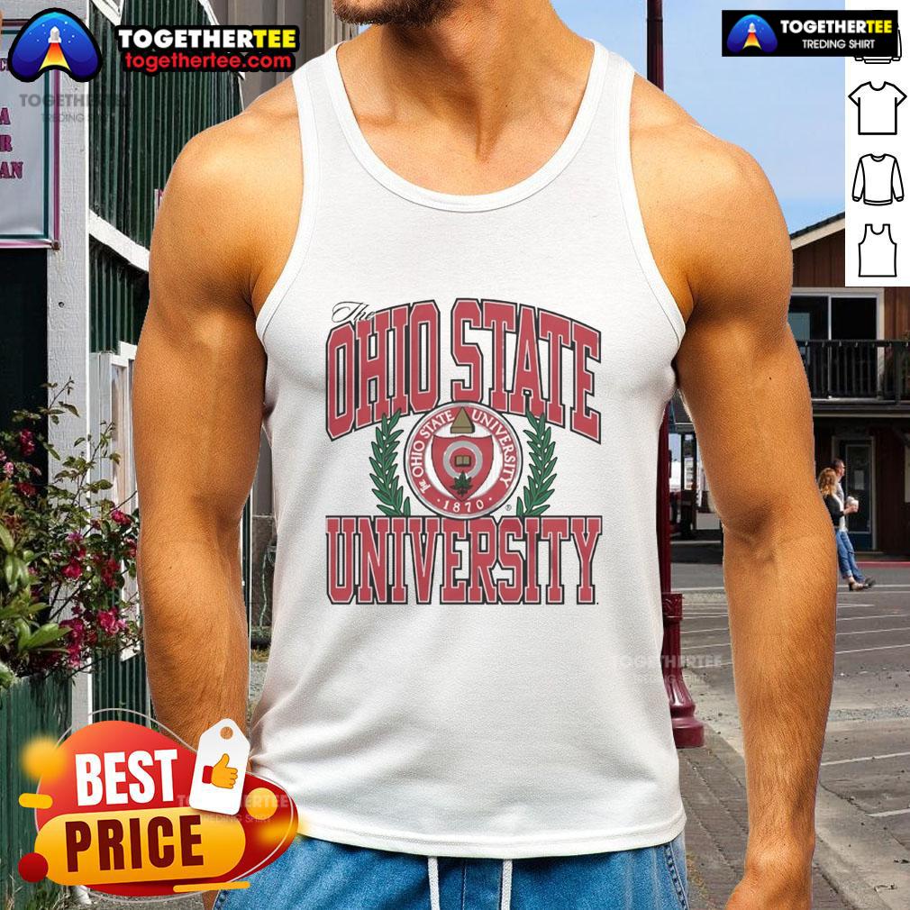 Good Ohio State University logo tank top featuring bold design and vibrant colors, perfect for fans and casual wear.