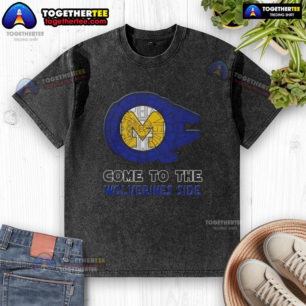 Happy Star Wars Michigan Wolverines Side Washed T-Shirt featuring vibrant graphics and a comfortable fit for fans.
