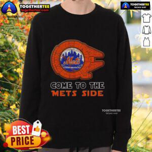 Happy Star Wars-themed New York Mets side sweatshirt showcasing a vibrant design for fans of both franchises.