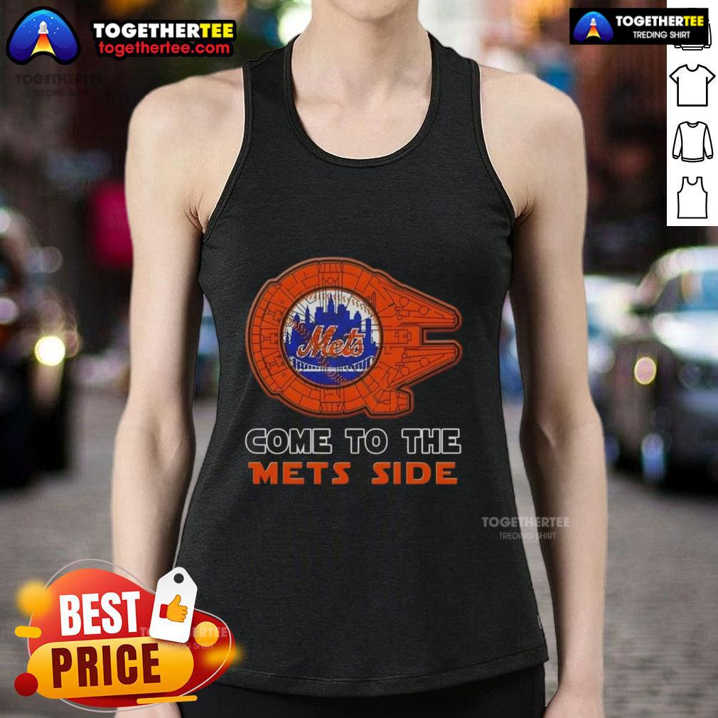 Happy Star Wars Come to the New York Mets side tank top featuring vibrant graphics and a comfortable design.